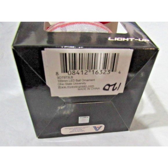 NCAA Ohio State Buckeyes LED Ball Ornament Glitter Plaid by Team Sports America - Picture 6 of 6